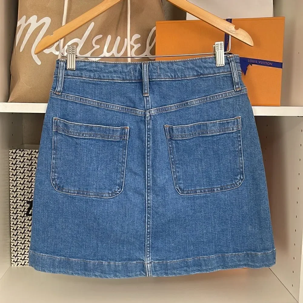 7. Madewell Womens Cotton Blend Denim McCaren Skirt Exposed Button Snap. 26 NWT